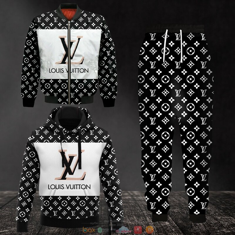 BEST Louis Vuitton black full print 3d hoodie, bomber jacket 12