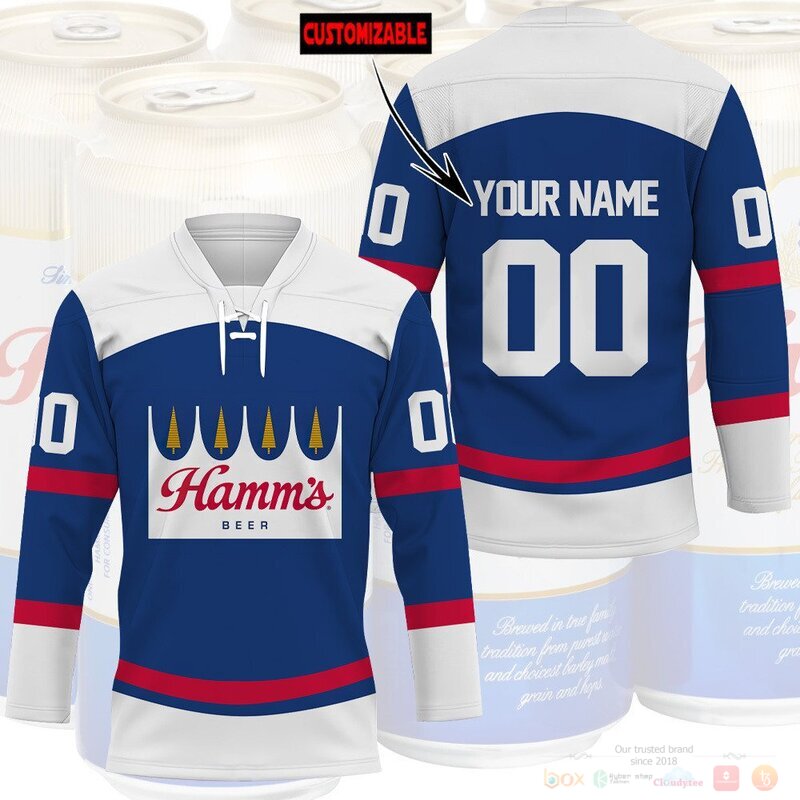 BEST Hamm's Beer Custom name and number Hockey Jersey 2