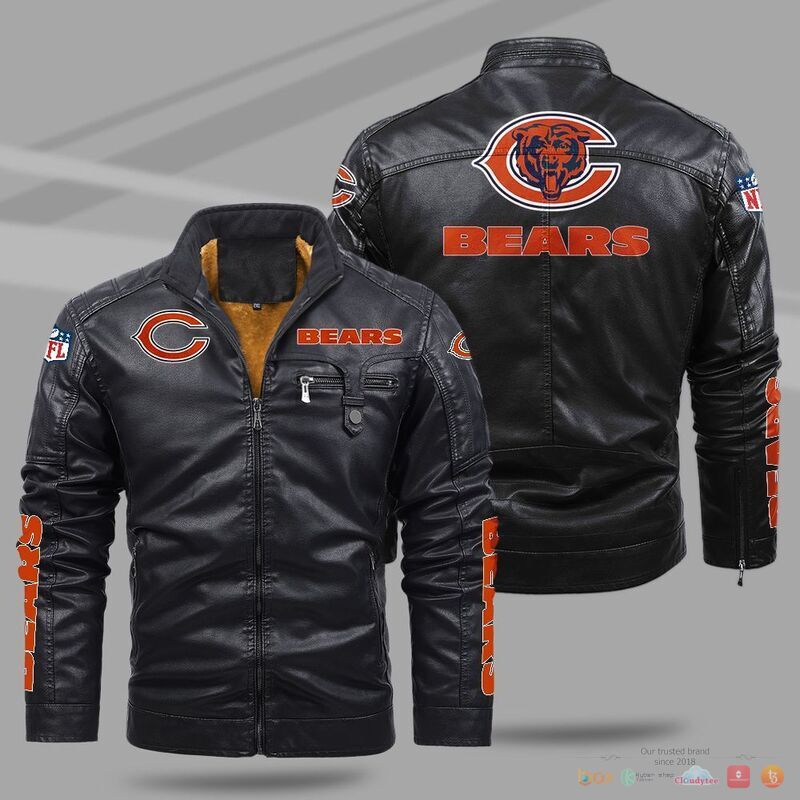 BEST Chicago Bears NFL Fleece Trend Leather jacket 9