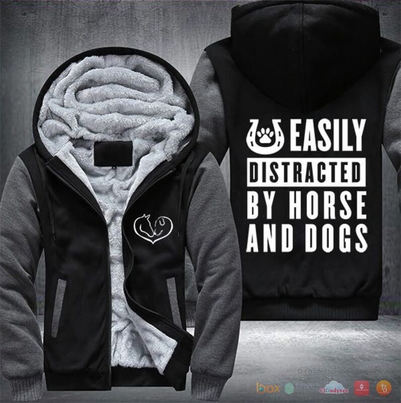 HOT Easily distracted by horses and dogs Fleece Hoodie 9
