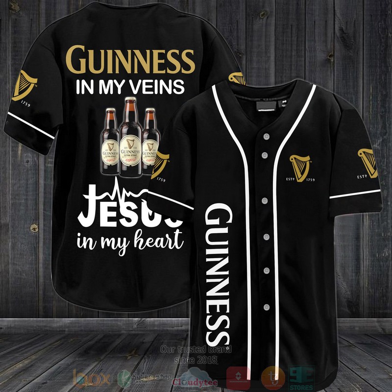 BEST Guinness in my veins Jesus in my heart black Baseball shirt 3