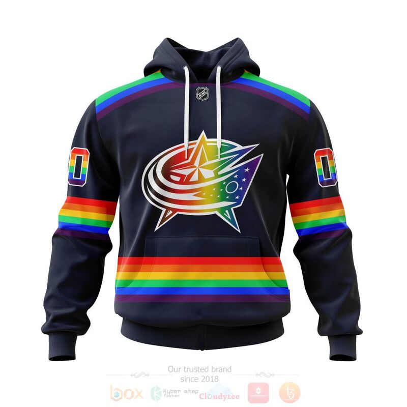 TOP NHL Columbus Blue Jackets LGBT Pride Navy Color Personalized Custom 3D T-Shirt, Hoodie 14