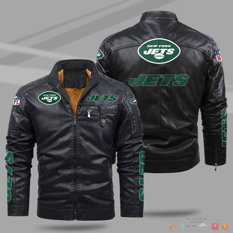 BEST BEST York Jets NFL Fleece Trend Leather jacket 8