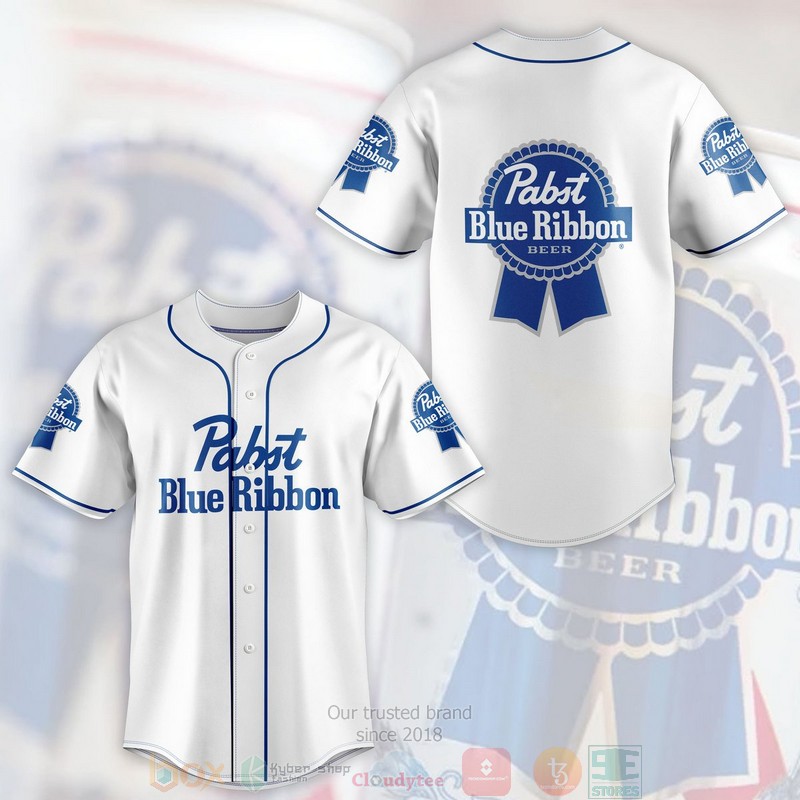 BEST Pabst Blue Ribbon Beer white Baseball shirt 2