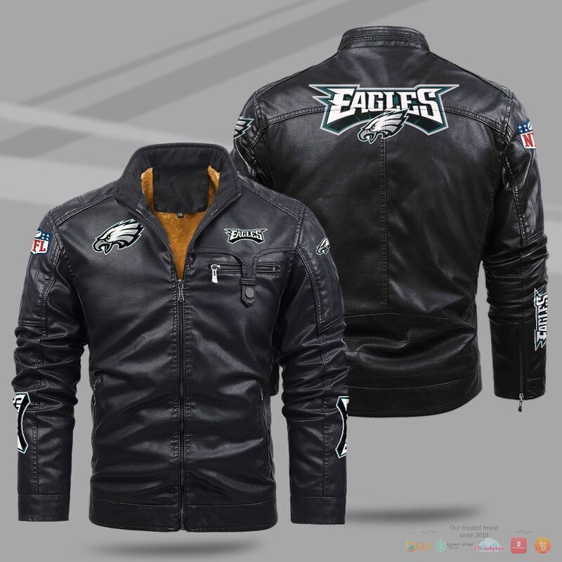 BEST Philadelphia Eagles NFL Fleece Trend Leather jacket 8