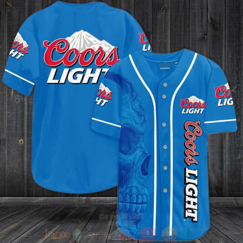 BEST Skull Coors Light blue Baseball shirt 3