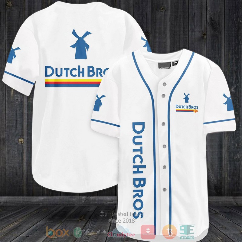 NEW Dutch Bros Coffee white blue Baseball shirt 3