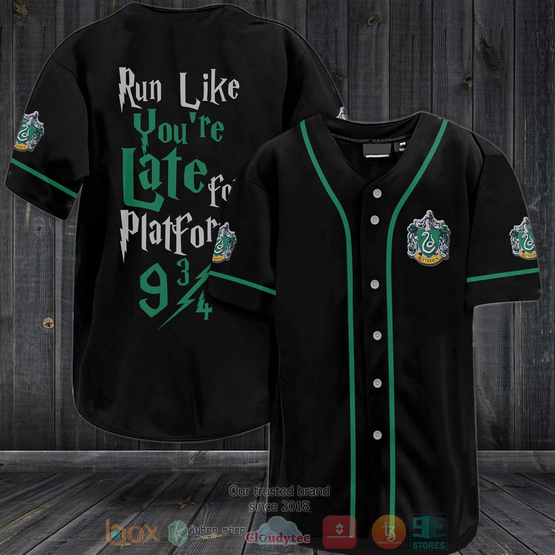 NEW Harry Potter Slytherin Run Like You're late for platform 9 34 Baseball shirt 2