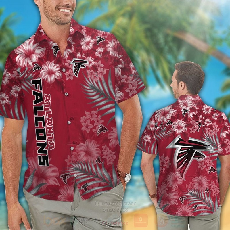 TOP NFL Atlanta Falcons White Hibiscus Flower Tropical Shirt, Short 12