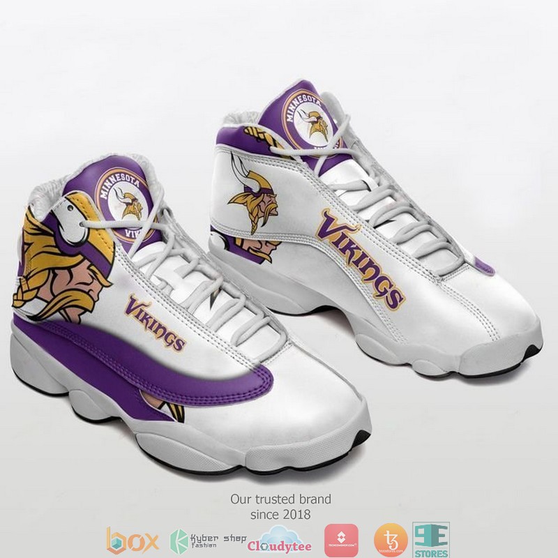 BEST Minnesota Vikings football NFL big logo Air Jordan 13 Sneaker 2