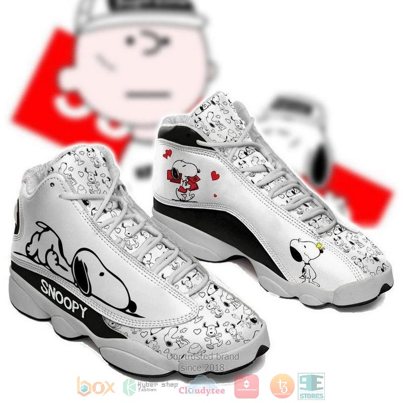 HOT Snoopy Cartoon pattern white Air Jordan 13 sneakers 6