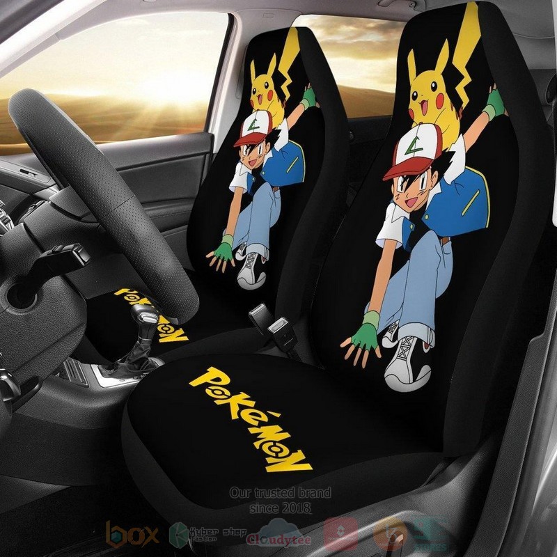 HOT Ash Ketchum And Pikachu Pokemon Anime Car Seat Cover 8