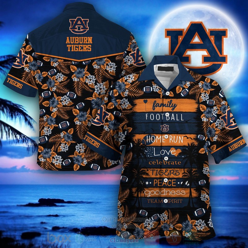 HOT Auburn Tigers Family Football Home Run Love Peace 3D Tropical Shirt 2