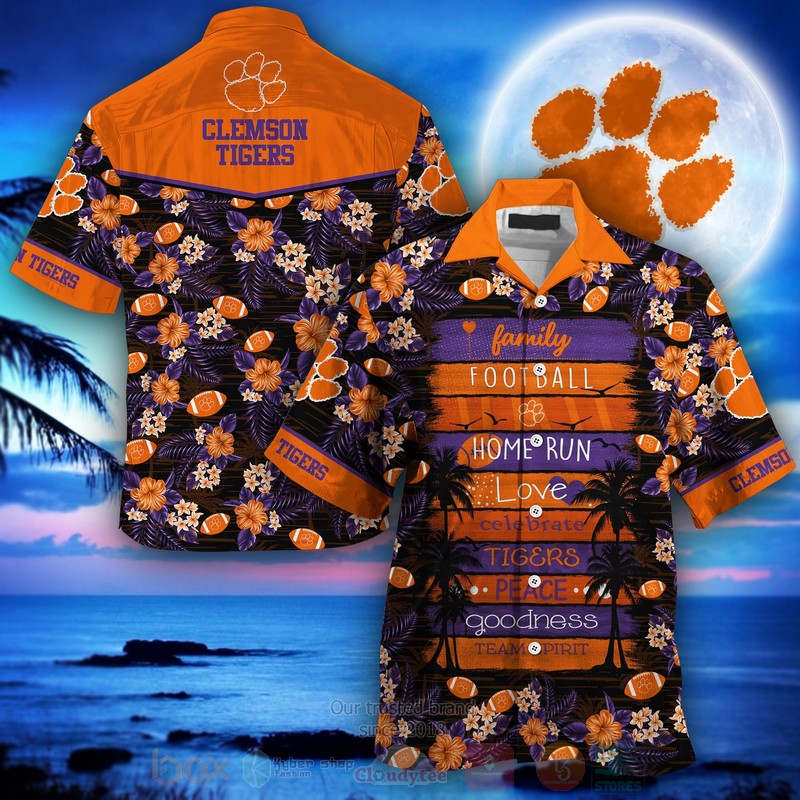HOT Clemson Tigers Family Football Home Run Love Peace 3D Tropical Shirt 3