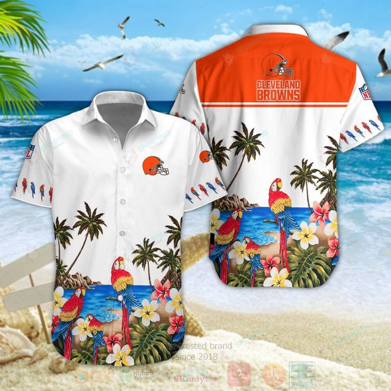 STYLE Cleveland Browns NFL Parrot Short Sleeve Hawaii Shirt 2