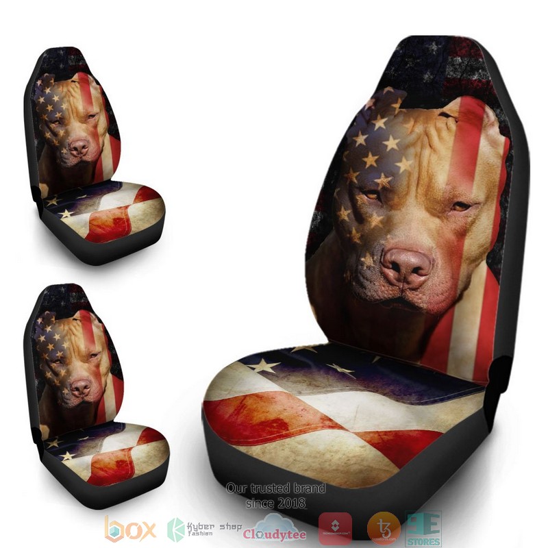 BEST Coolest Pitbull Dog American Flag Fourth Of July Car Seat Cover 9
