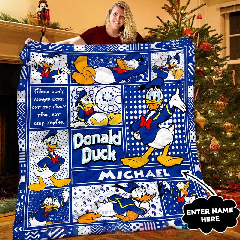 HOT Donald Duck Custom Name Luxury Quilt 6