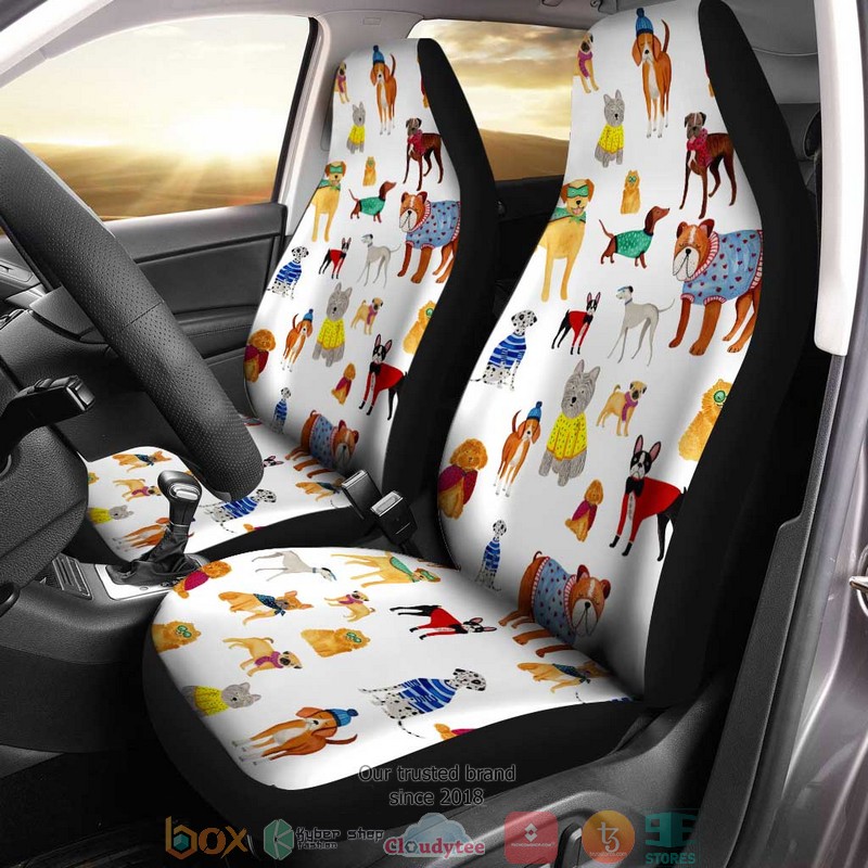 BEST Funny Dogs Colorful Pattern Car Seat Cover 6