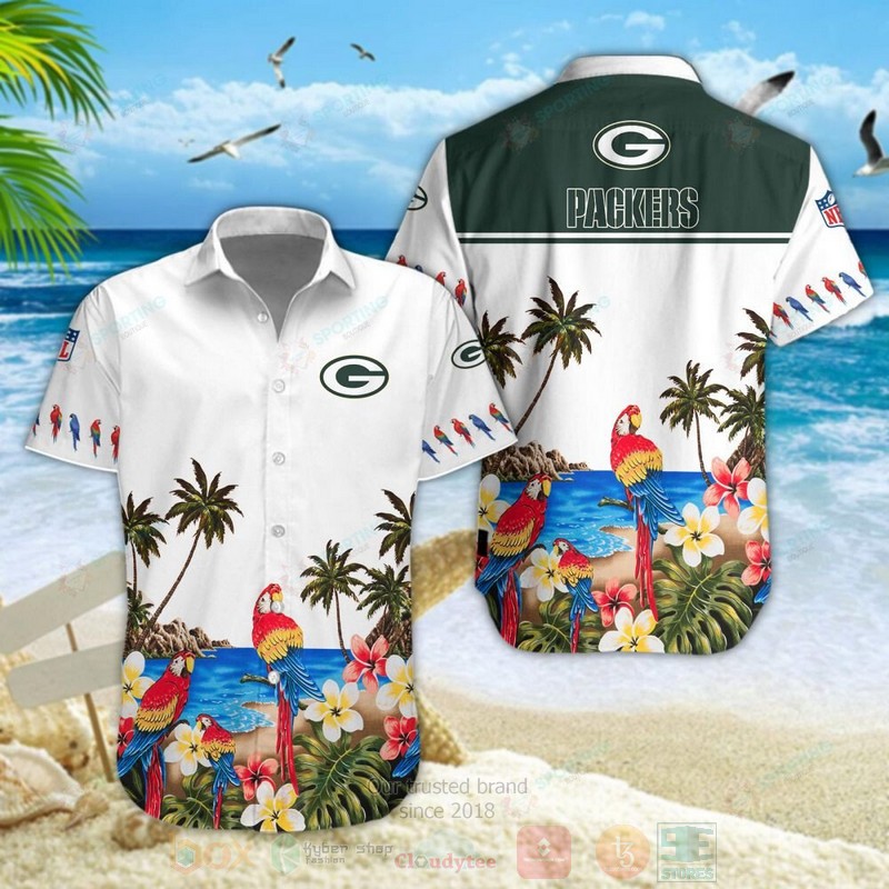 STYLE Green Bay Packers NFL Parrot Short Sleeve Hawaii Shirt 3