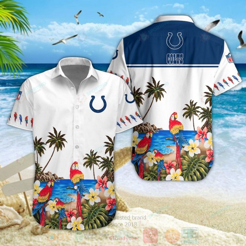 STYLE Indianapolis Colts NFL Parrot Short Sleeve Hawaii Shirt 3