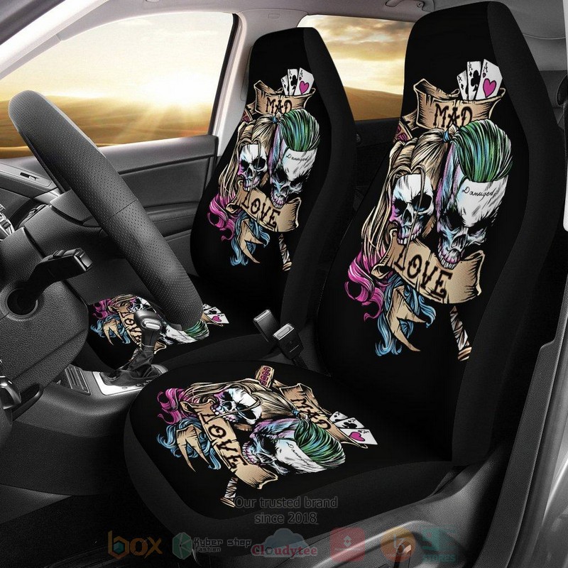 HOT Joker and Harley Quinn Skull Movie Car Seat Cover 9