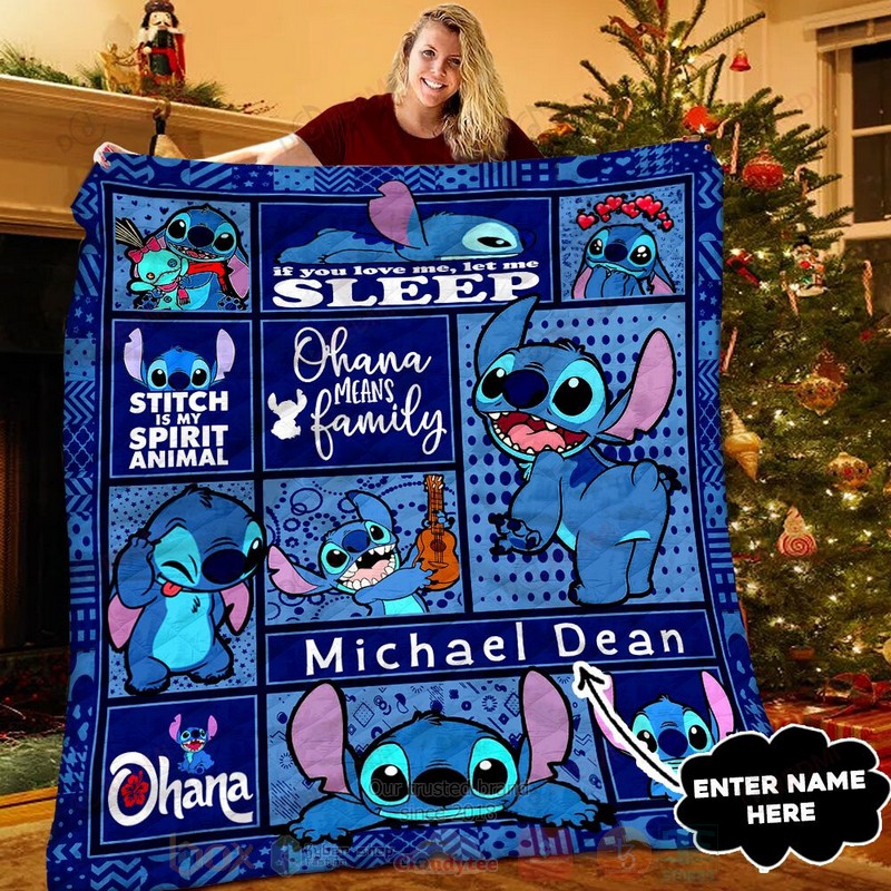 HOT Lilo & Stitch If You Love Me, Let Me Sleep Custom Name Luxury Quilt 7