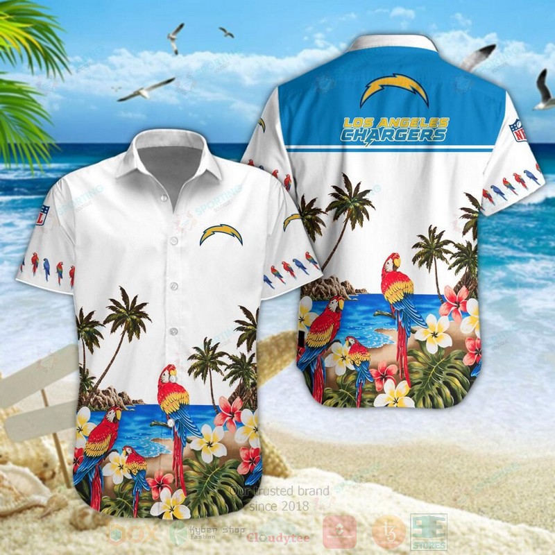STYLE Los Angeles Chargers NFL Parrot Short Sleeve Hawaii Shirt 3