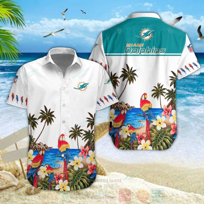 STYLE Miami Dolphins NFL Parrot Short Sleeve Hawaii Shirt 3