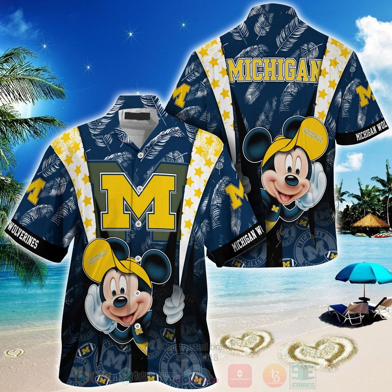 HOT Michigan Wolverines Mickey Mouse 3D Tropical Shirt 2