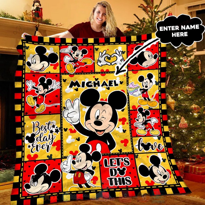 HOT Mickey Mouse Let's Do This Custom Name Luxury Quilt 7