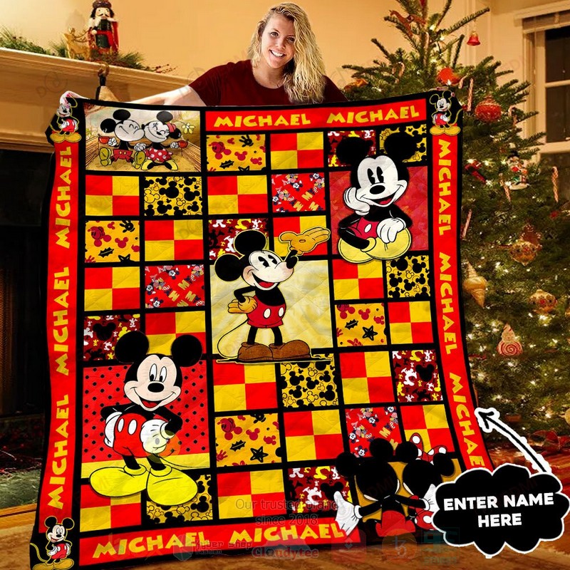 HOT Mickey Mouse, Minnie Mouse Custom Name Luxury Quilt 6