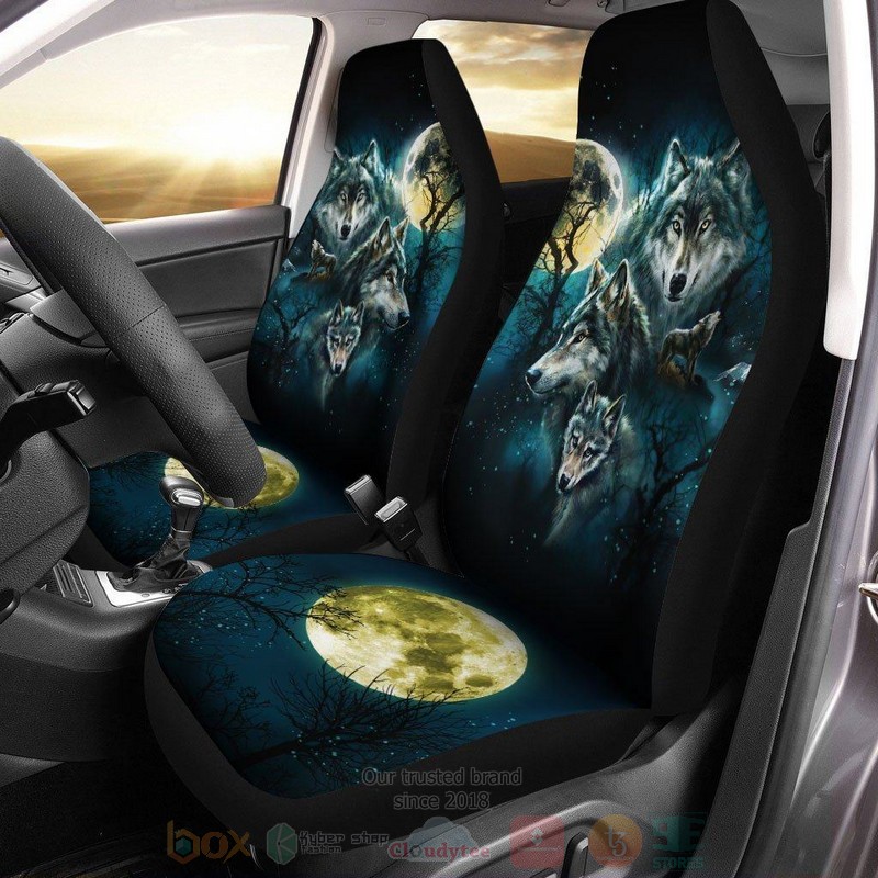 HOT Moonlight Wolves Wolf For Wolf Lover Car Seat Cover 4