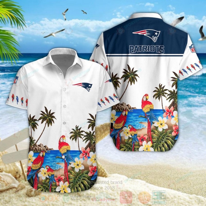 STYLE New England Patriots NFL Parrot Short Sleeve Hawaii Shirt 2
