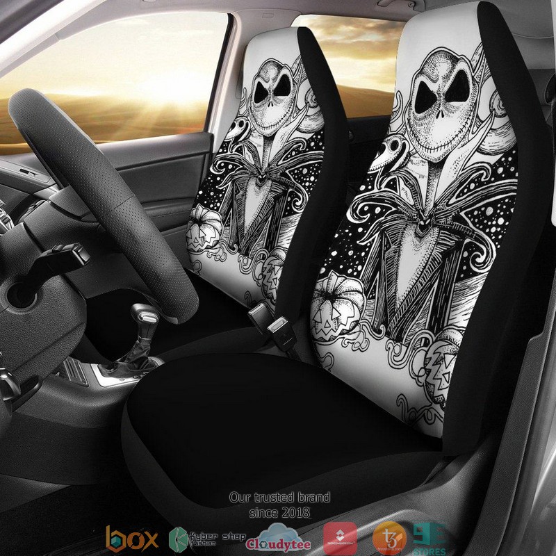 BEST Nightmare Before Christmas Jack And Pumpkin black Car Seat Covers 9