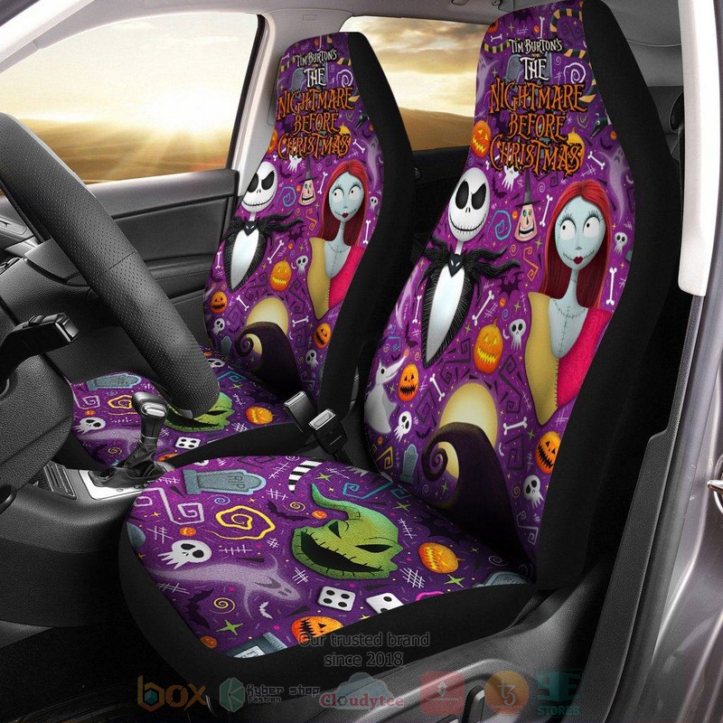 BEST Nightmare Before Christmas Jack And Sally purple pattern Car Seat Covers 6