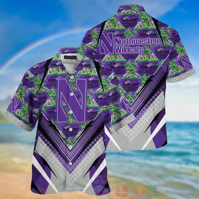 HOT Northwestern Wildcats Team, Purple 3D Tropical Shirt 2
