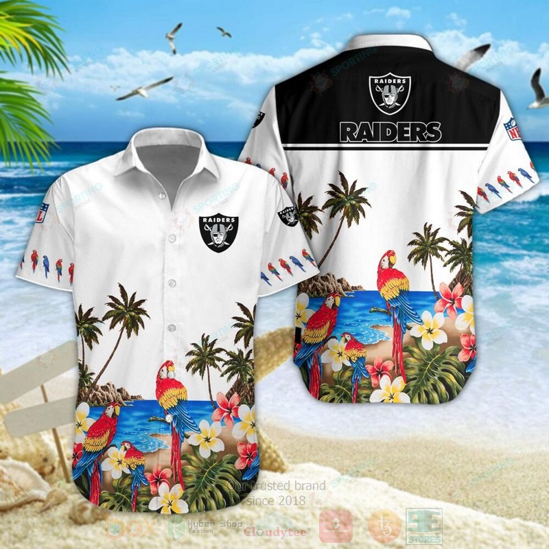STYLE Oakland Raiders NFL Parrot Short Sleeve Hawaii Shirt 3