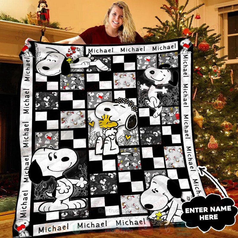 HOT Peanuts-Snoopy and Woodstock Cute Luxury Quilt 6