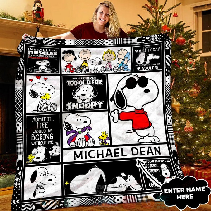HOT Peanuts Snoopy and Friends Custom Name Luxury Quilt 7