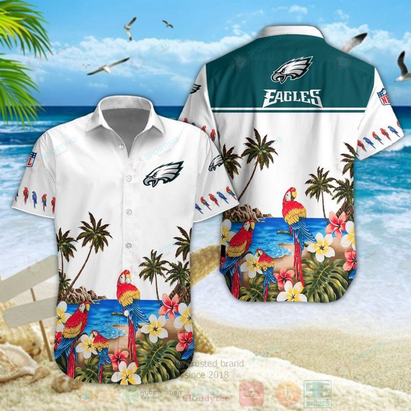 STYLE Philadelphia Eagles NFL Parrot Short Sleeve Hawaii Shirt 2