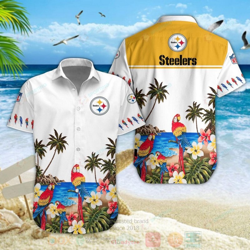 STYLE Pittsburgh Steelers NFL Parrot Short Sleeve Hawaii Shirt 5