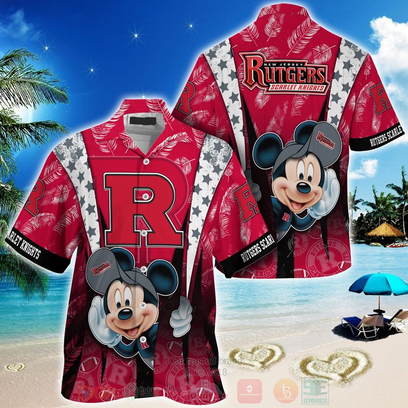 HOT Rutgers Scarlet Knights Mickey Mouse 3D Tropical Shirt 6