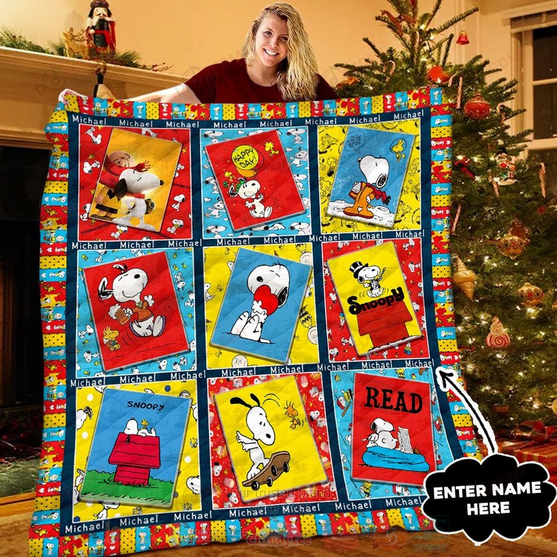 HOT Snoopy and Woodstock Cute Luxury Quilt 7