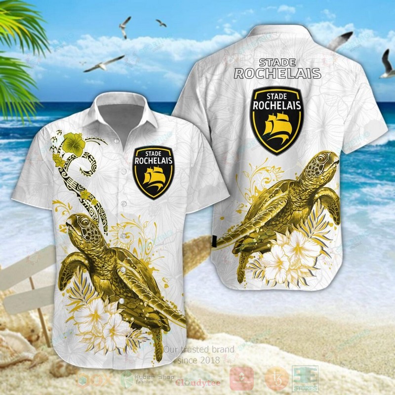 STYLE Stade Rochelais Turtle Shorts Sleeve Hawaii Shirt, Shorts 5