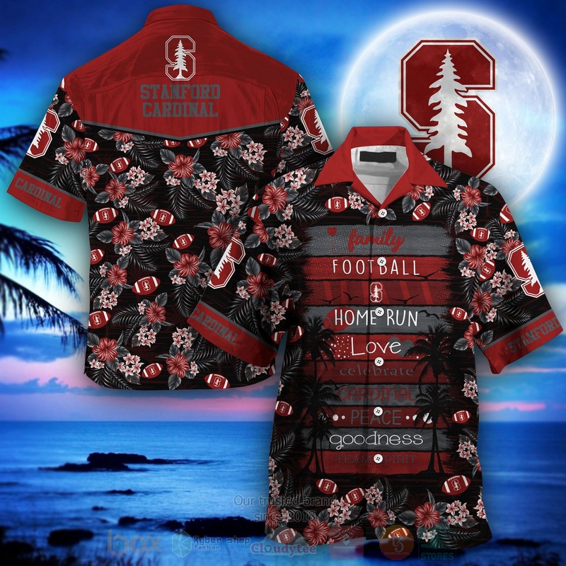 HOT Stanford Cardinal Family Football Home Run Love Peace 3D Tropical Shirt 2