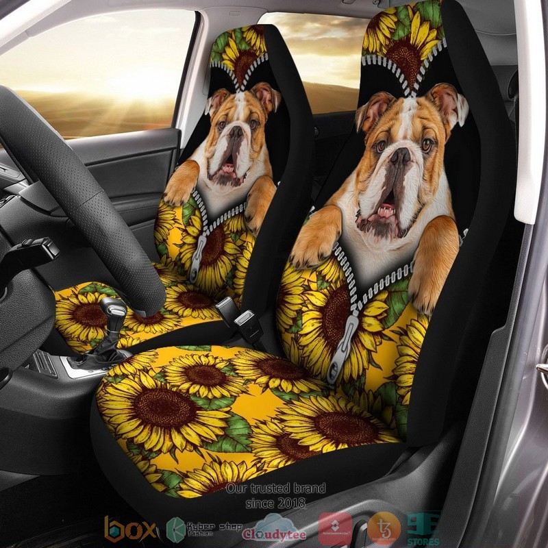 BEST Sunflower Bulldog Car Seat Cover 6