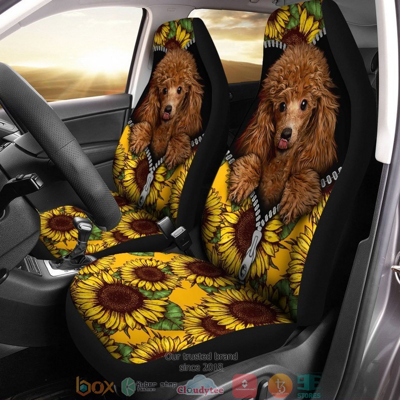 BEST Sunflower Cute Poodle Car Seat Cover 8