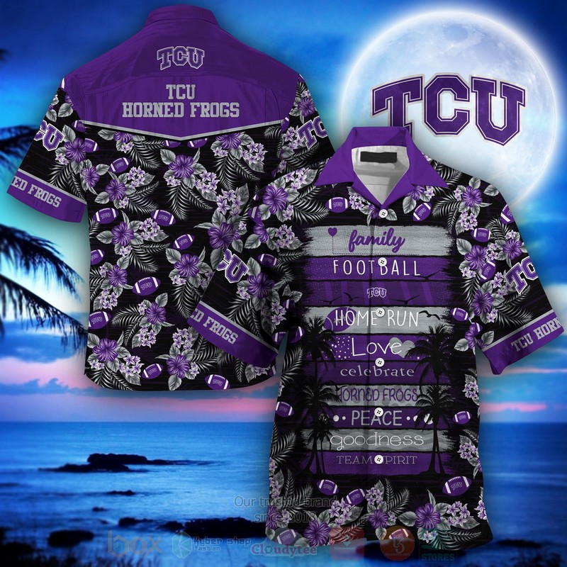 HOT TCU Horned Frogs Family Football Home Run Love Peace 3D Tropical Shirt 1