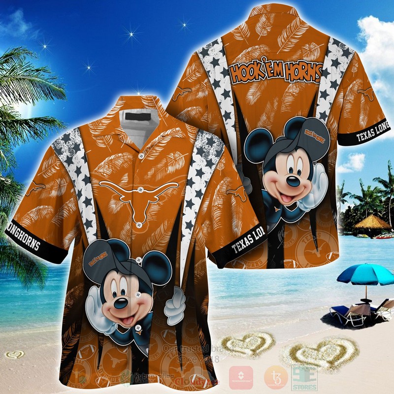 HOT Texas Longhorns Mickey Mouse 3D Tropical Shirt 3