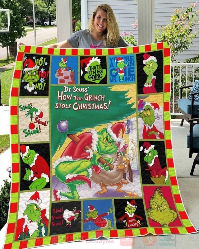 HOT The Grinch Dr. Seuss How the Grinch Stole Christmas Luxury Quilt 3